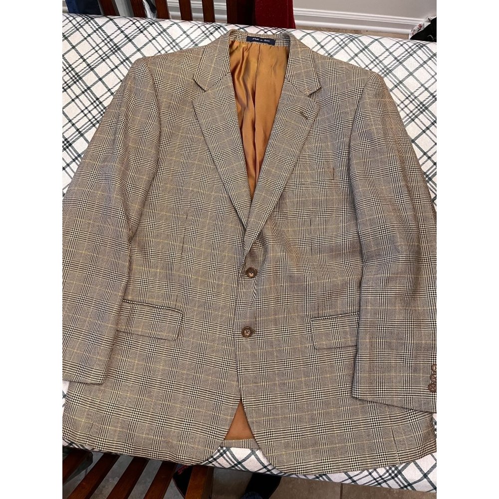 Alan Flusser Men’s Black/Gold Silk & Wool Blazer Sport Coat Sz 44R